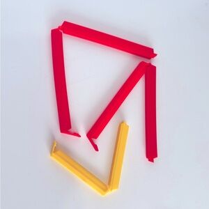 3 CHIP CLIPS Red & Yellow Plastic Food & Bag Storage Clips